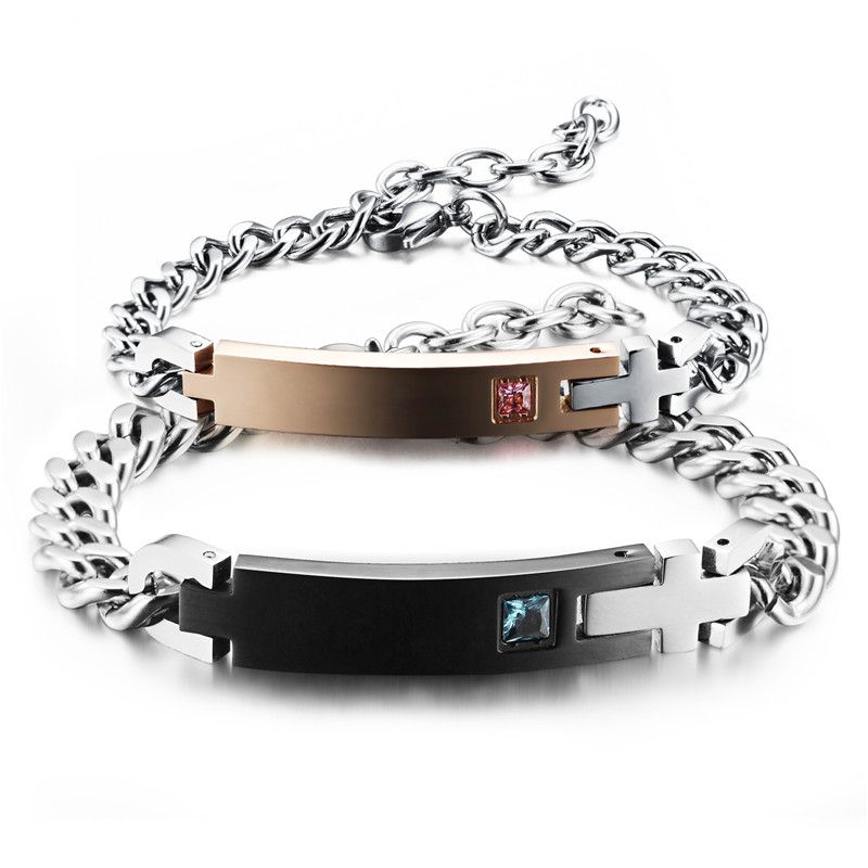 His and Hers Couple Bracelet Stainless Steel Adjustable Chain Link Matching Set
