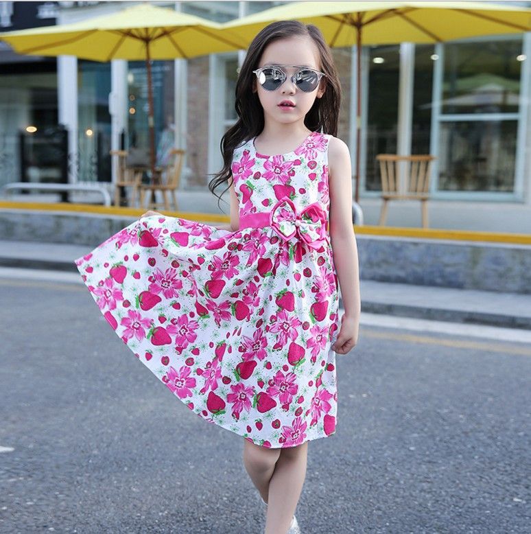 Ropa para niños de playa niñas de verano Vestido de niña Estampado floral