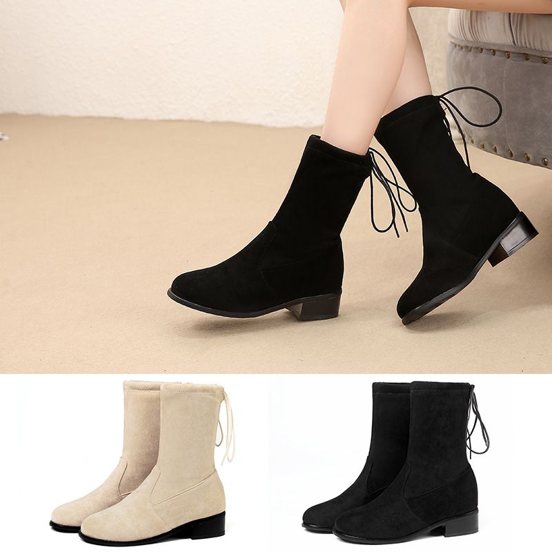 Fashion Women Ankle Boots Stretch Faux 