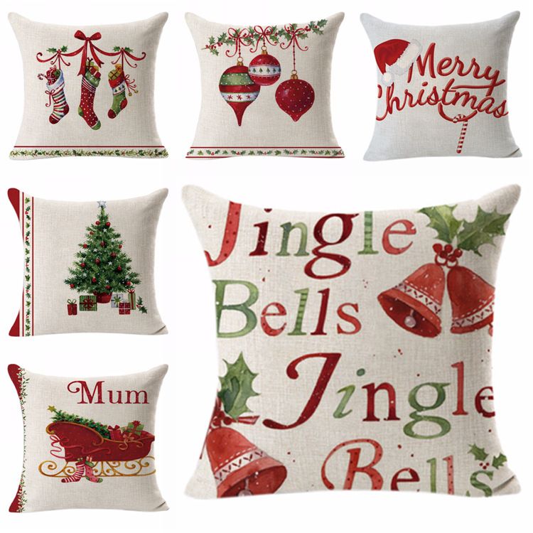 Pillow Case Christmas Elk Cotton Linen Christmas Tree Sofa Pillow