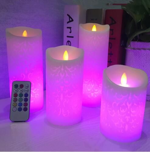 Dancing Flame Led Candles With Rgb Remote Control Wax Pillar
