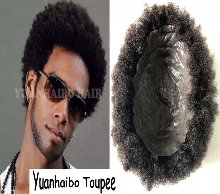 2019 African American Toupee Thin Skin Black Hair Malaysian Short Hair Afro Kinky Curl Toupee For African American Blackman From Yuanhaibowig 59 3