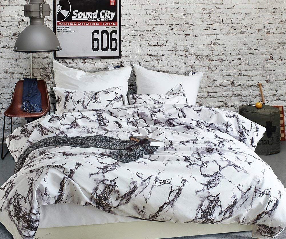 2020 Lucky King Printed Bedding Duvet Cover Set White Marble Soft