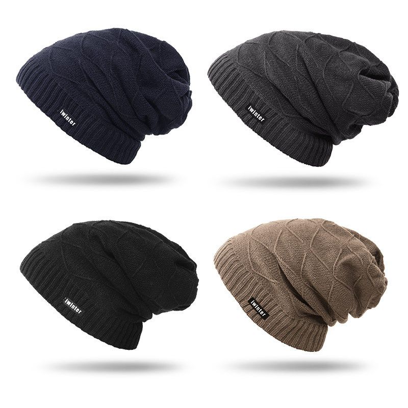 New True Letter Winter Hat Long Size Knitted Cap High Quality