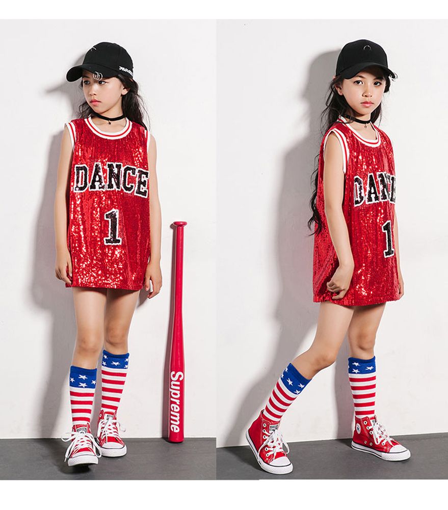 LOLANTA Girls Sequins Costume Hip Hop Dancewear Sparkle Sleeveless Tank Top Dress 
