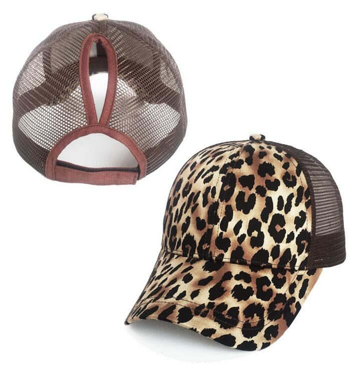 Dhl Ponytail Baseball Cap Mesh Hats Leopard Print Cap Women Messy