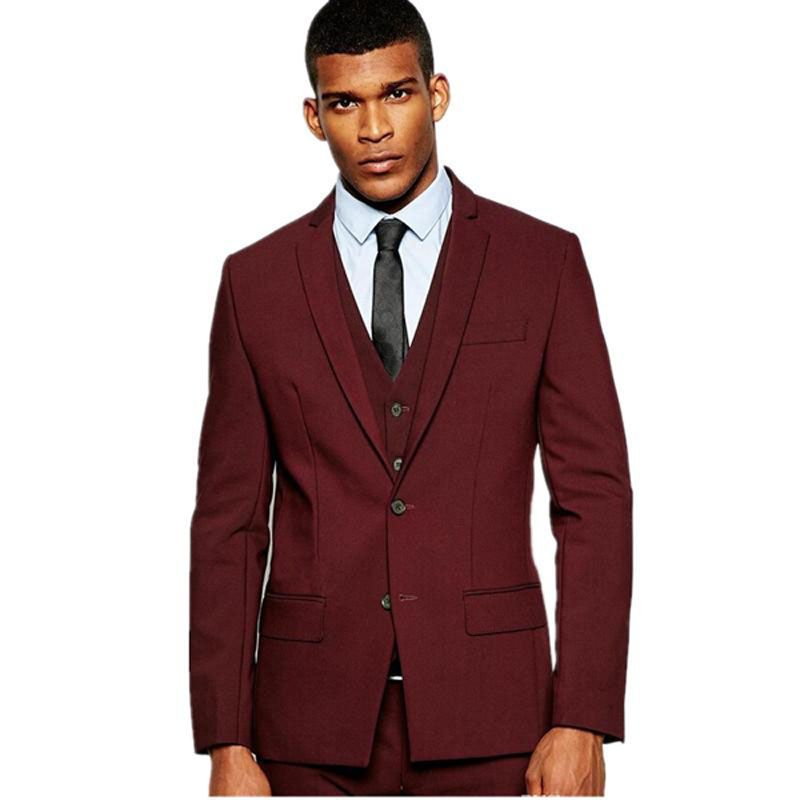 QZI Hommes Trois pièces Costume Velours Veste Gilet Pantalon Smoking