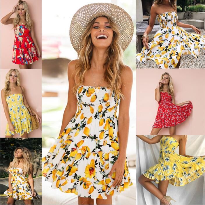 Compra Vestidos Mujeres Floral Limón Vestido Seaside Playa Vestidos Flores  Falbala Vestido Imprimir Moda Sexy Vestidos Casuales Blusas Ropa De Mujeres  B3994 Barato | Entrega Rápida Y Calidad | Es.Dhgate