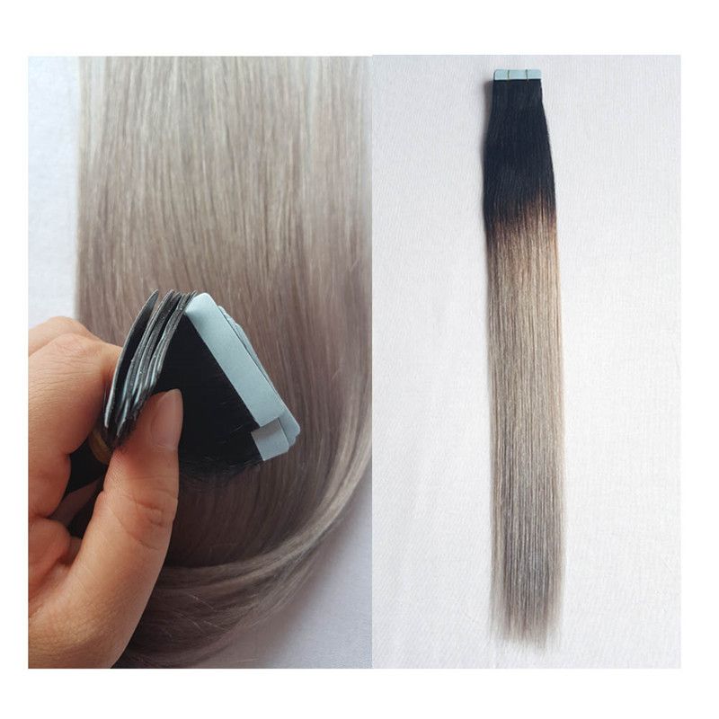 22inch Tape On Hair Extensions Human Hair 50g Pack Ombre Hair