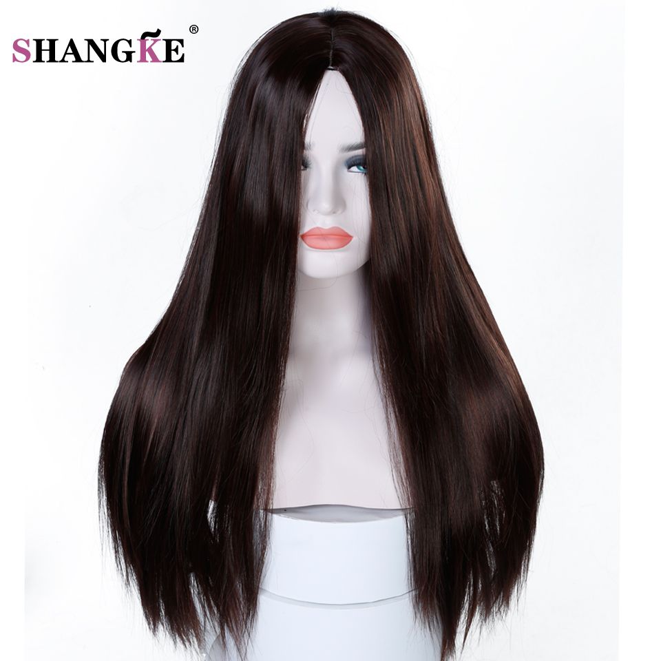 Shangke 22 Long Straight Black Wig Women Hairstyles Heat Resistant