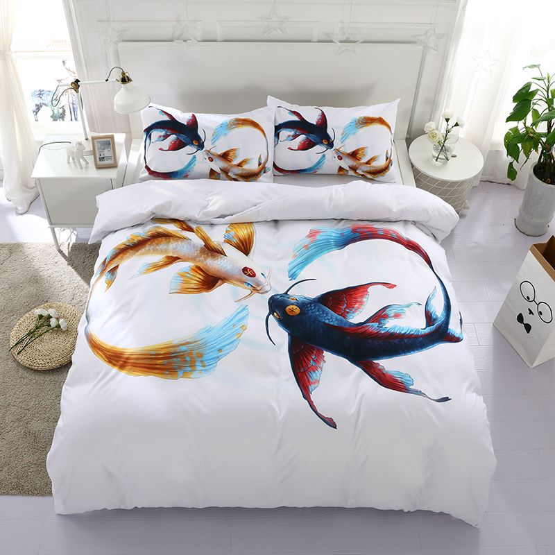Animal Colorful Fish Reactive Printing Bedding Sets Twin Full