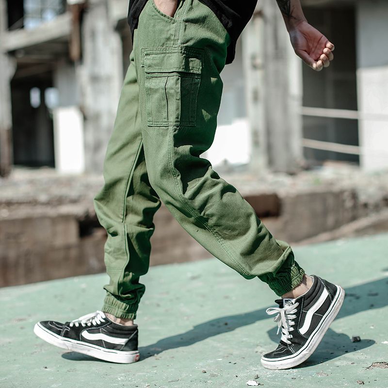 2018 Street Hombres Jeans Jogger Pantalones Verde Fox Fit Big Pocket Pantalones de