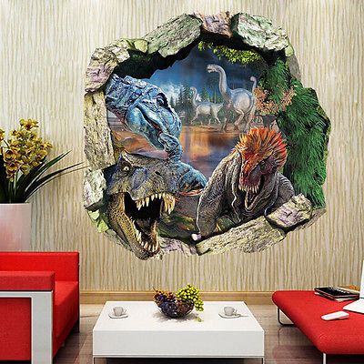 50x50cm Jurassic Park Dinosaur 3d View Wall Sticker Vinyl Art