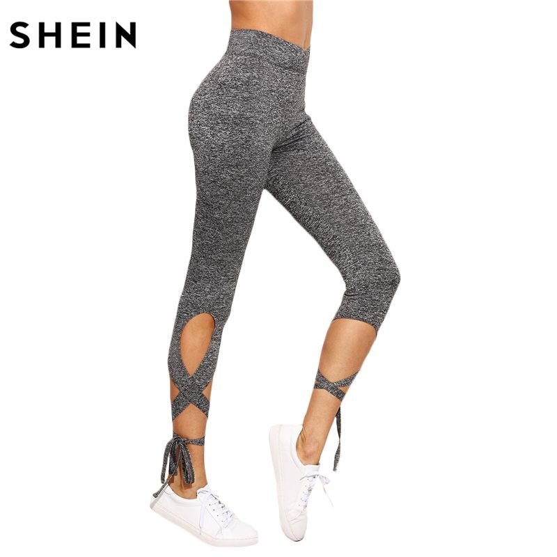 Acquistare Pantaloni Donna SHEIN Pantaloni Donna Fitness Plain Grigio  Chiaro A Vita Alta Incrociati Cravatta Fitness Elastic LeggingsX82301  Economico | Consegna Veloce E Qualità | DHgate Italy