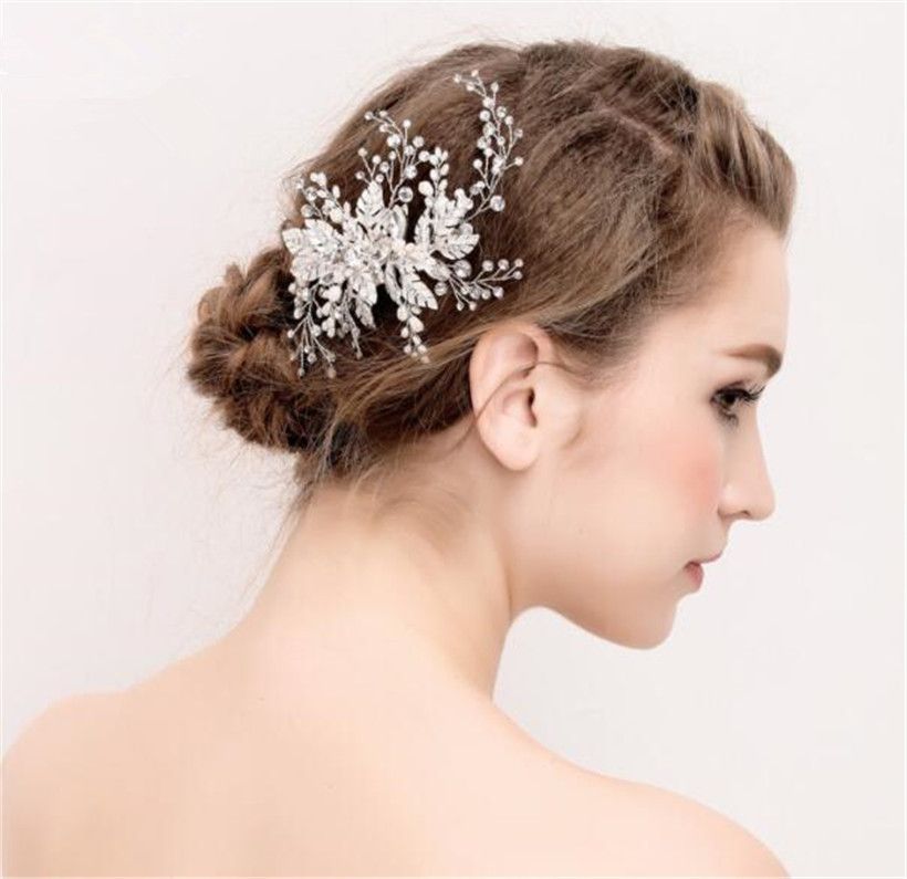 Vintage Argent mari/ée diad/ème Crystal strass perle mariage Prom Bijoux cheveux mariage Barrettes /à cheveux Perles mariage strass perles cheveux crystal strass perles mariage