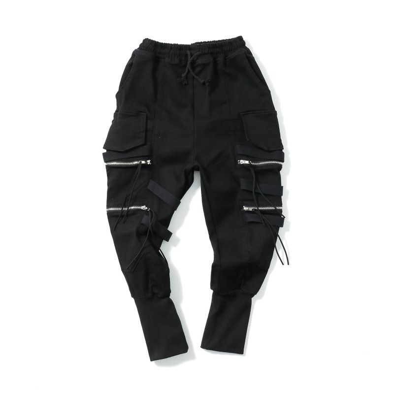 black zipper cargo pants