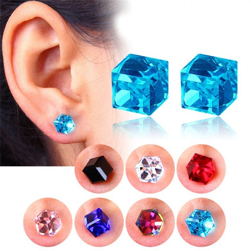 2020 Zircon Cube Stud Slimming Earrings Lose Weight Health Non