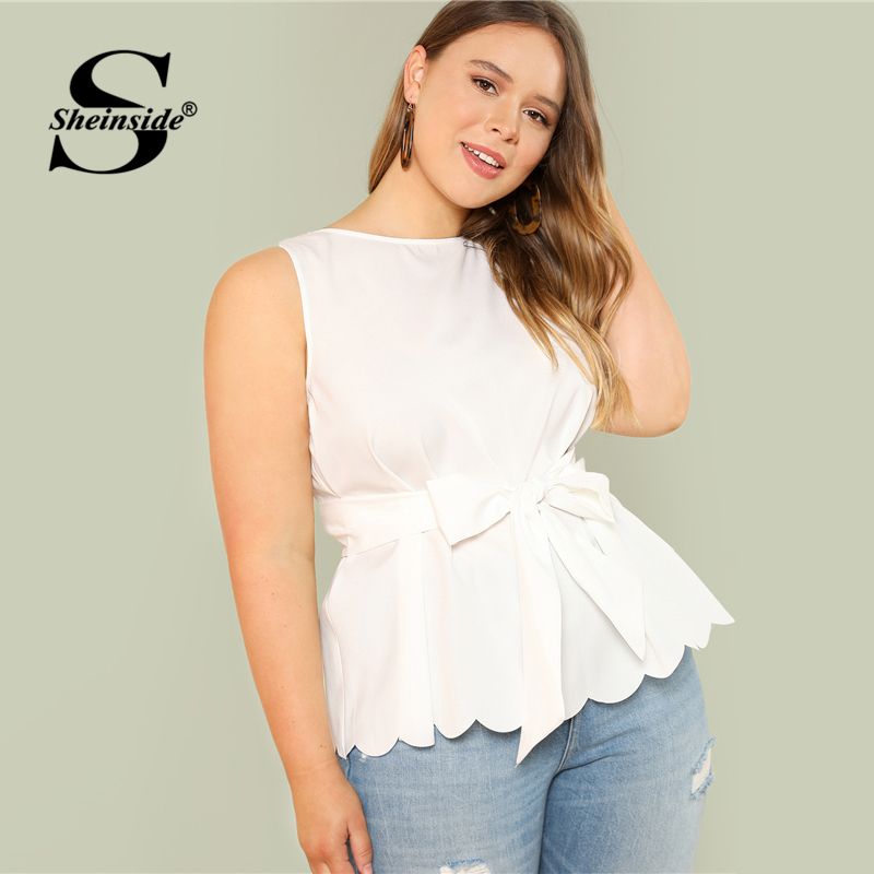 plus size white sleeveless blouse