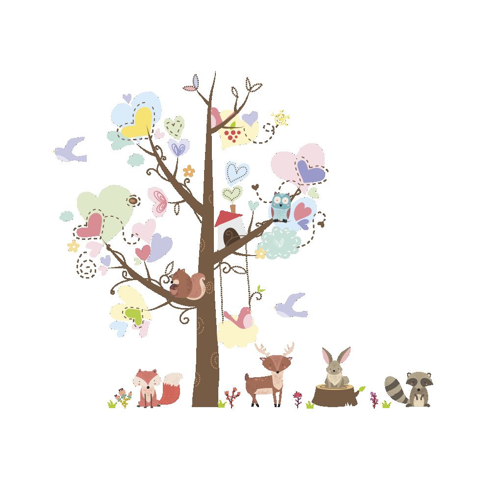 Compre Arbol Colorido Con Amor Forma De Corazon Hojas Dibujos