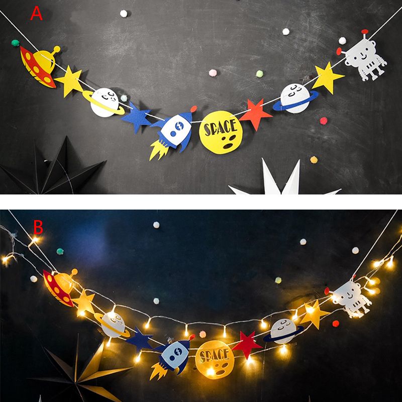 Diy Led Cartoon Alien Robot Bunting Garland Decoration For Kid