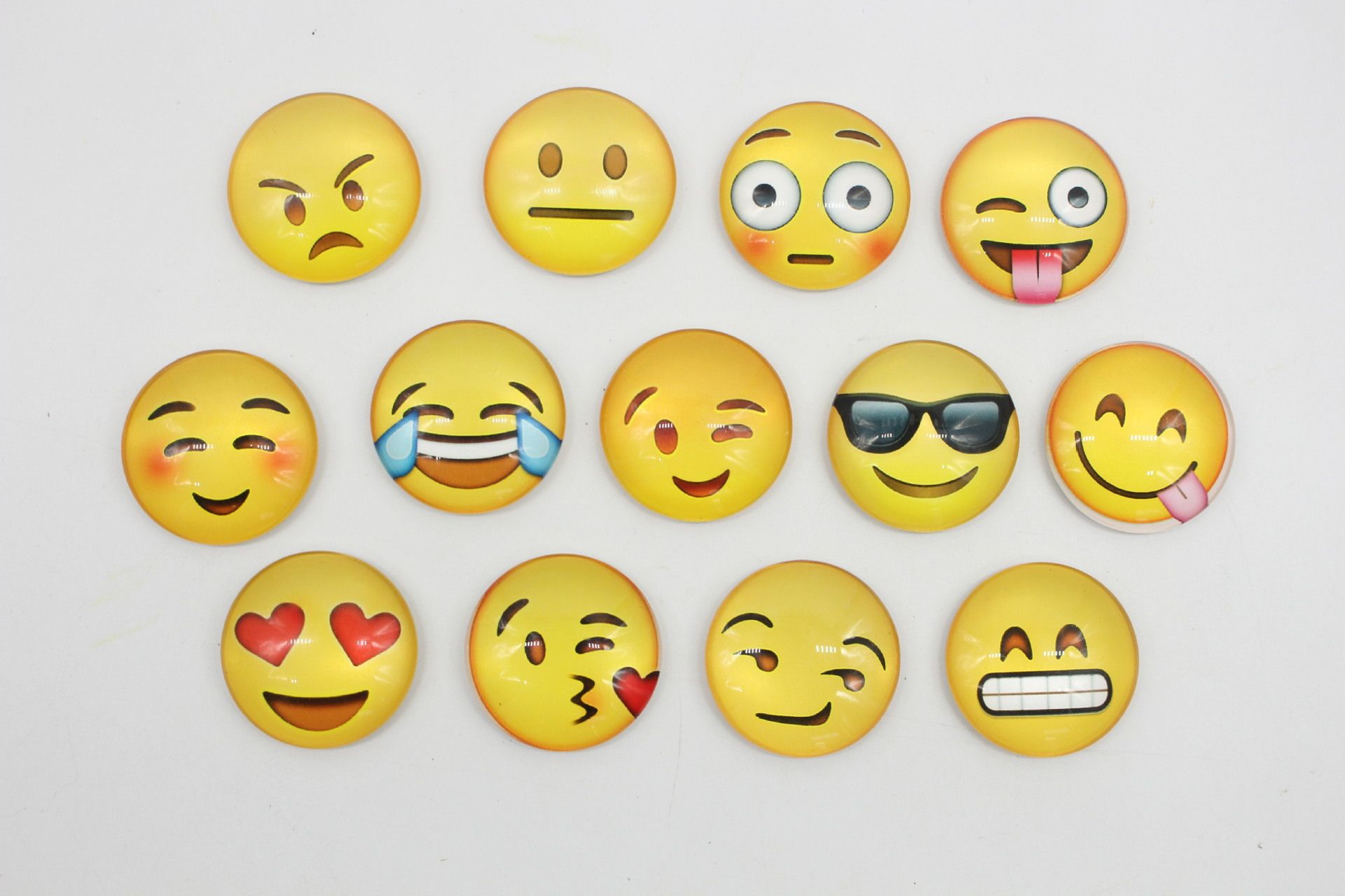 Lot de 12 aimants en verre pour r/éfrig/érateur Motif emoji