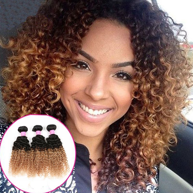 Hottest 8a Indian Remy Hair Weave 1b27 Curly Wave Bundles 100g