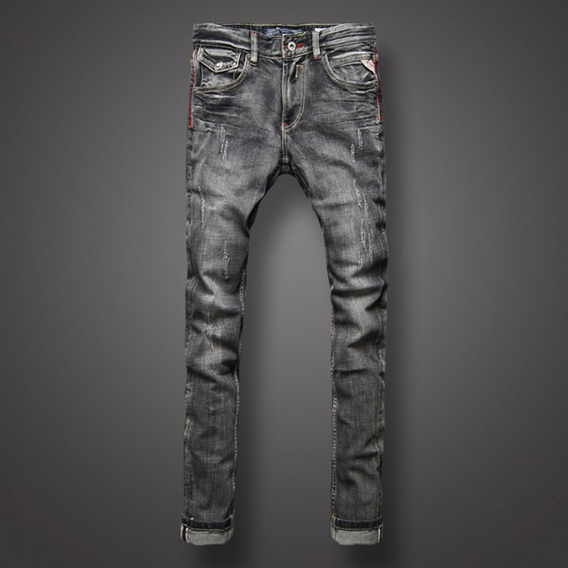 dark grey distressed jeans
