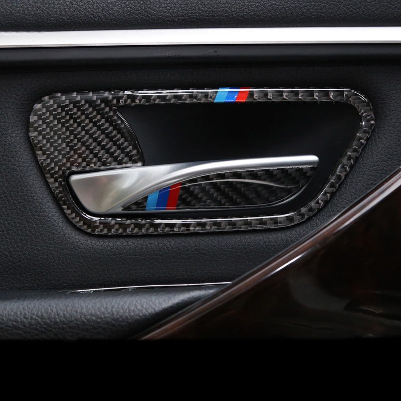 3D Carbon Fiber Interior Door Handle Bowl Cover Trim for BMW 3 4 Series F30 F36