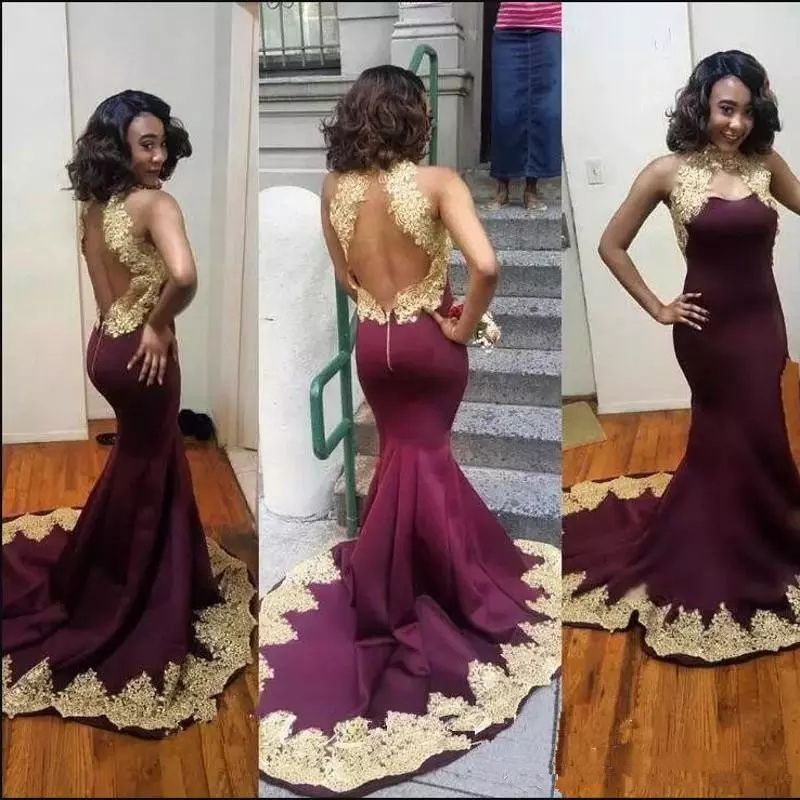 maroon and gold formal dress