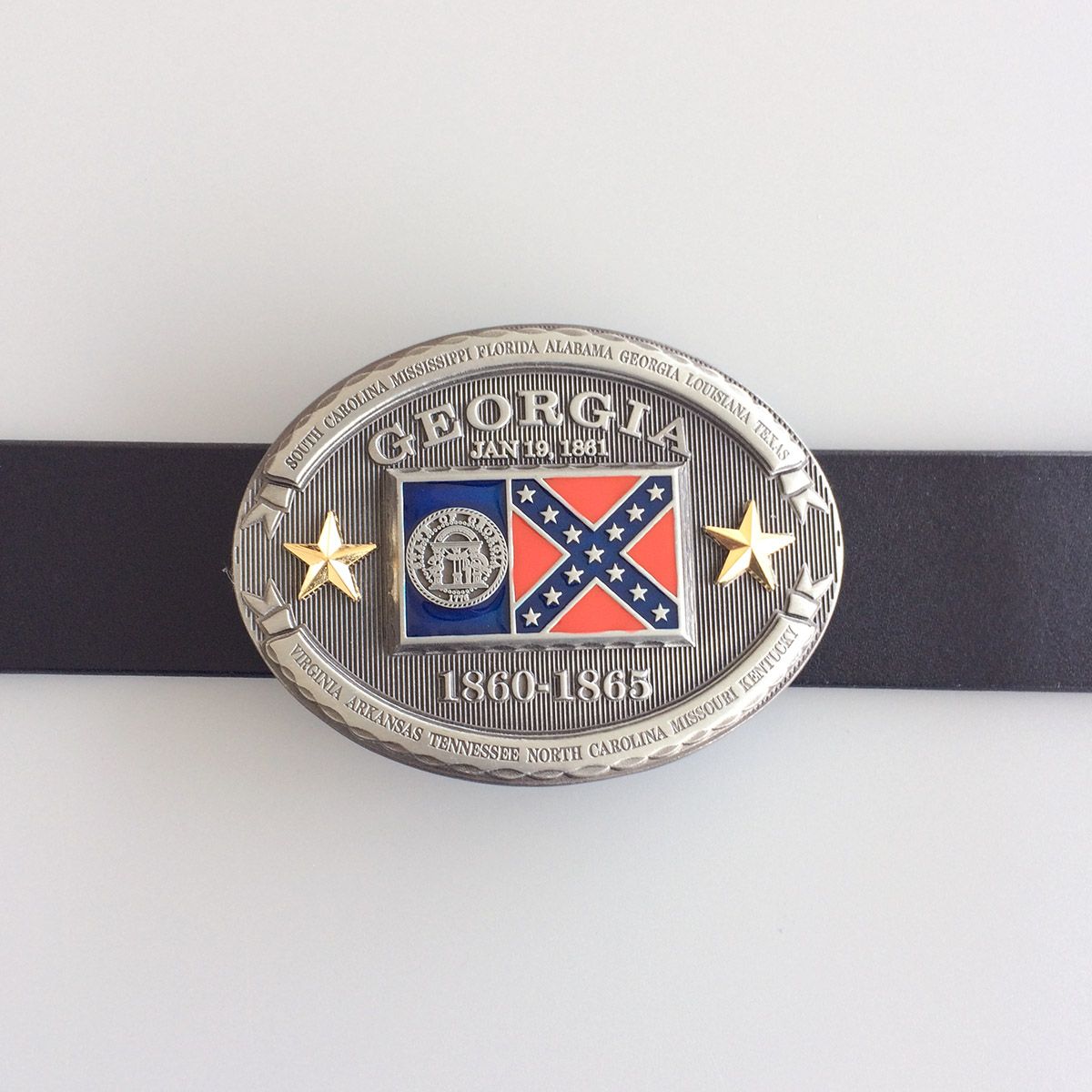 Georgia GA State Flag Western Metal Belt Buckle