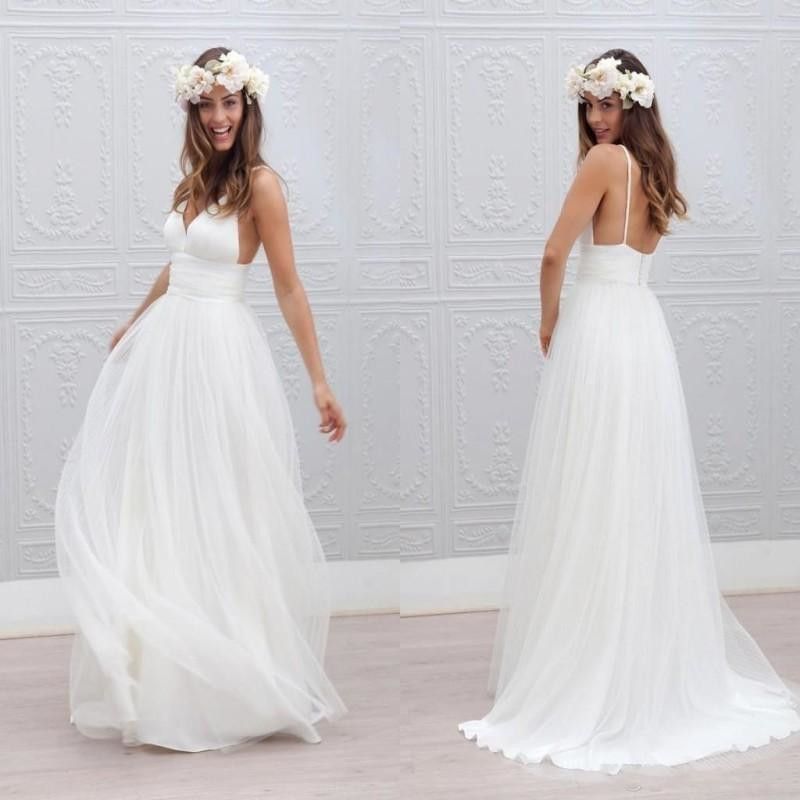 boho wedding dress spaghetti strap