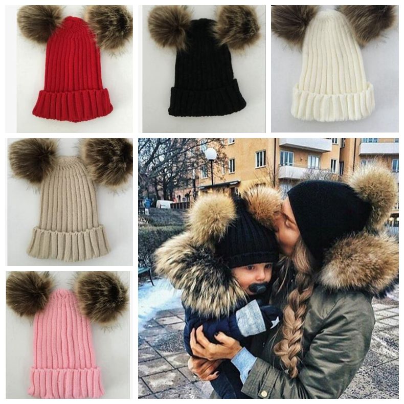 matching pom pom hats