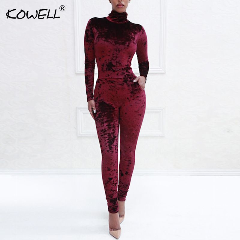 Femmes stretch manches longues Velvet Overall Jumpsuits Maillot Tops court Catsuit Romper