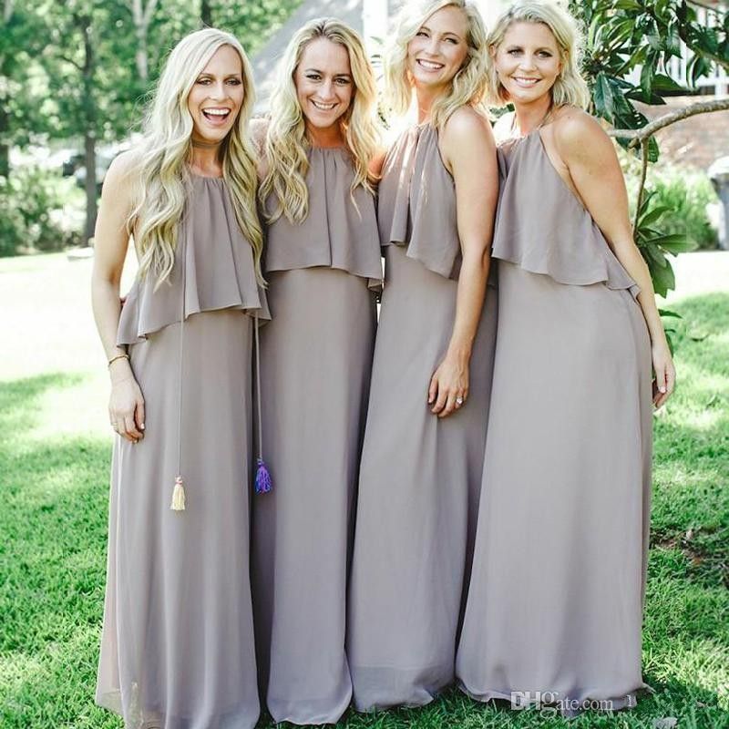 Boho Sexy Backless Long Bridesmaid Dresses For Country Wedding