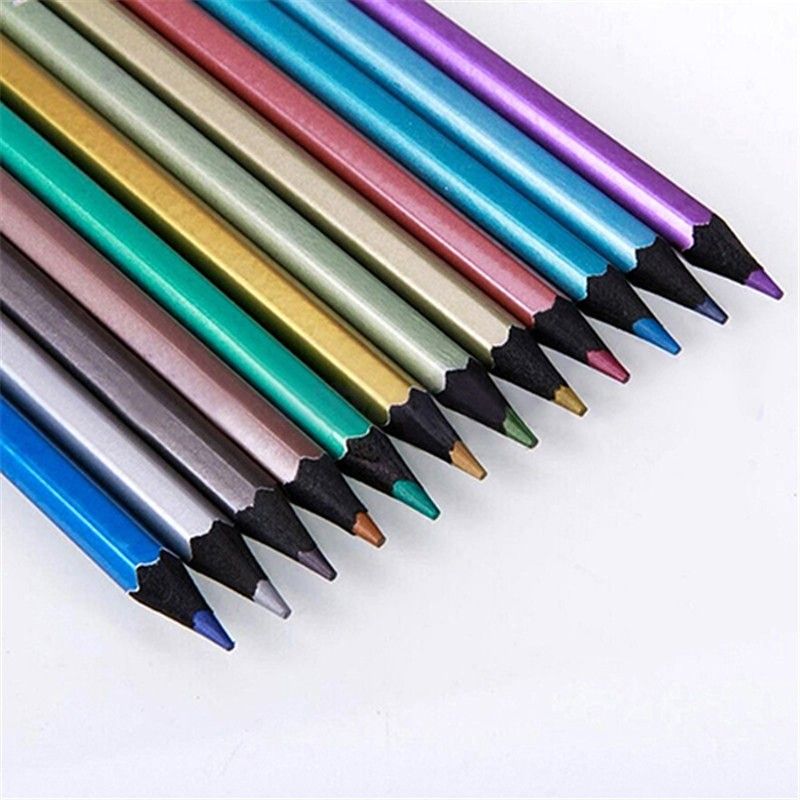 أقلام الرسم المعدنية غير سامة رسم رسم أجود الشمع اللون تلوين 12 
