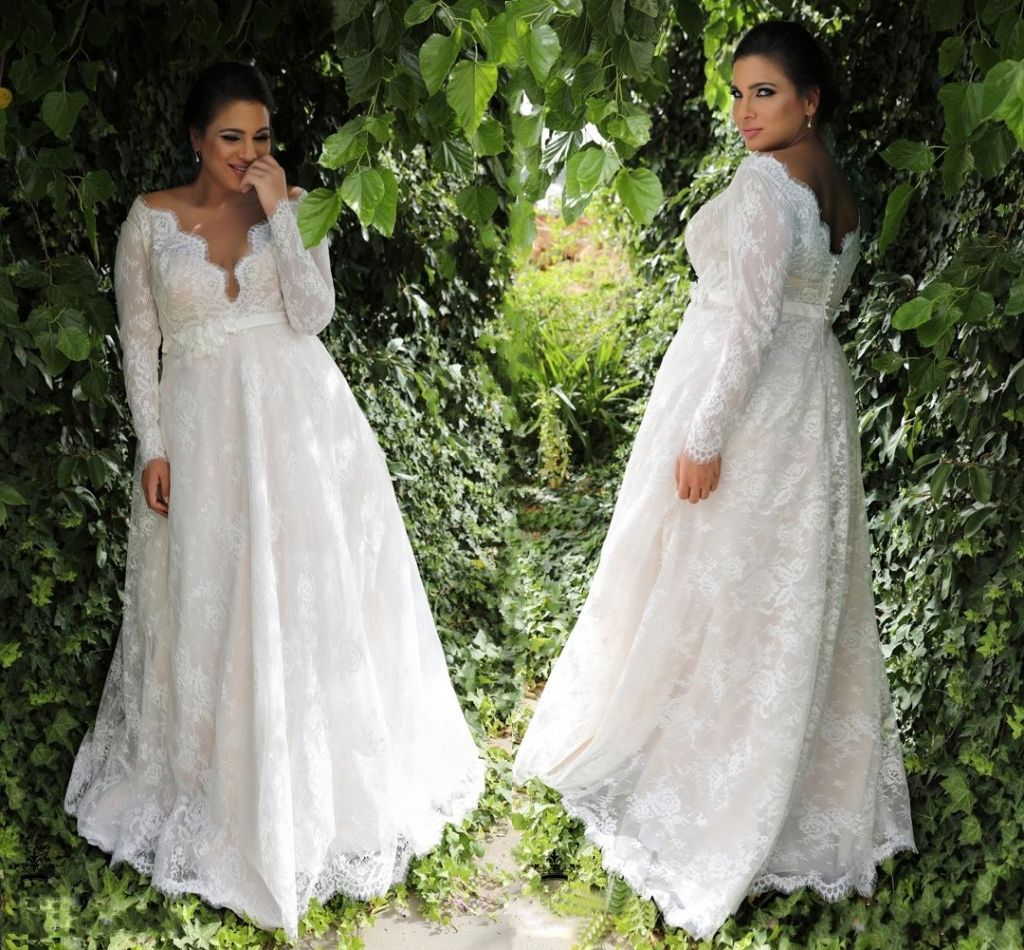 plus size empire waist wedding dress with sleeves