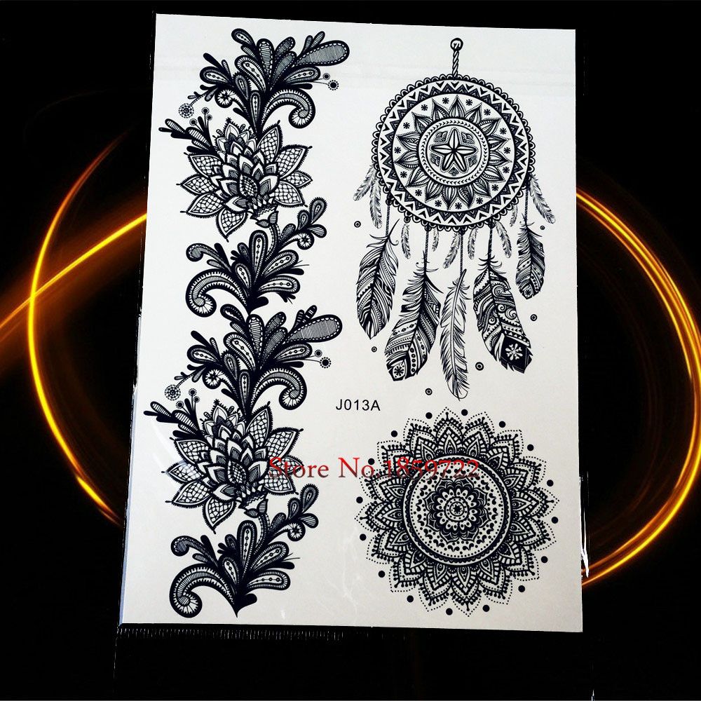 Acheter 25 Styles Non Toxique Femmes Tatouage Au Henné Noir Faux Lotus Mandala Fleur Corps Bras Art Imperméable à Leau Tatouage Temporaire