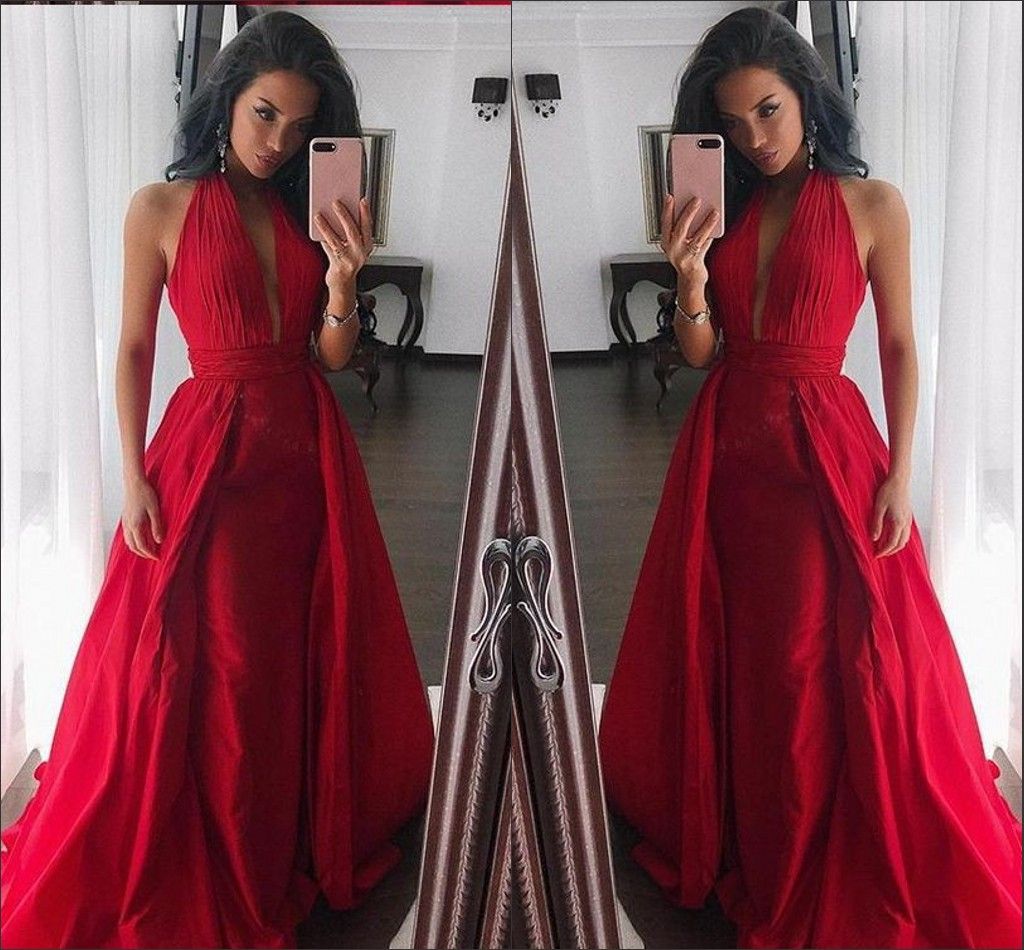 red halter formal dress