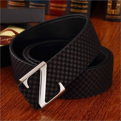 Cinturón de marca Cuero de vaca Cuero liso Hebilla Z Cabeza de Cinturón para hombres La mejor