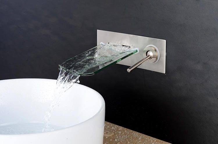 New Wall Mounted Waterfall Bathroom Basin Faucet Single Handle Mixer Tap Chrome