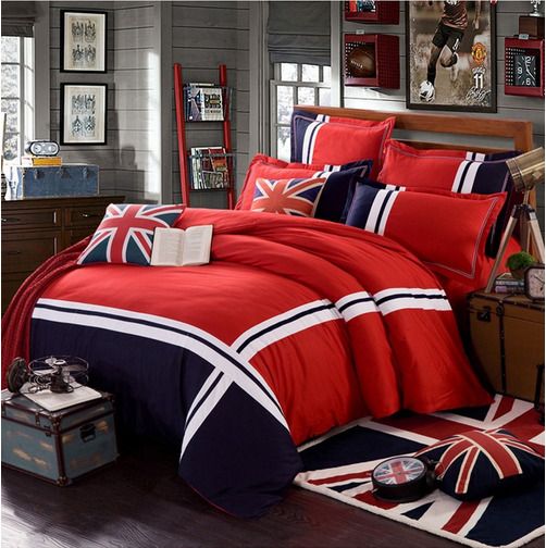 British Style Union Flag Flat Sheet Duvet Cover Pillow Cases The