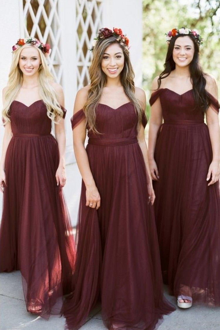 burgundy boho bridesmaid dresses