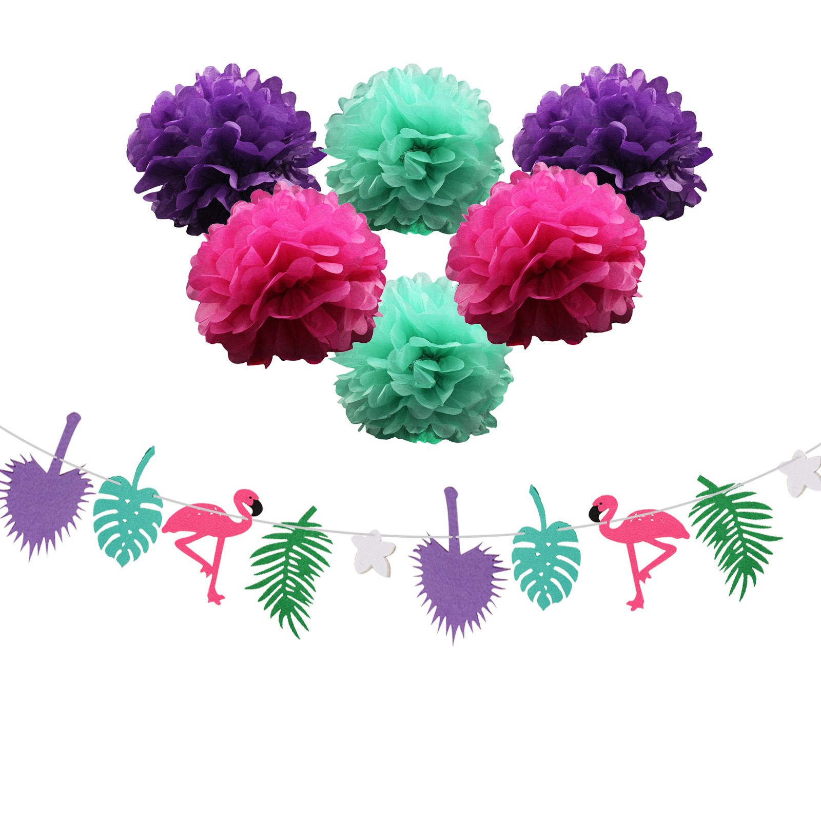 Acheter Papier Fleur Flamingo Guirlande Noix De Coco Feuilles Hawaiian Luau Tropical Joyeux Anniversaire Drapeau Banniere Parti Decoration Fournitures De 6 06 Du Toto3 Fr Dhgate Com