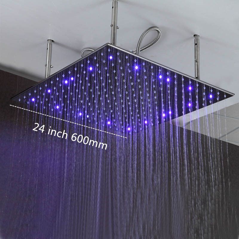 2019 Square 24 Inch Led Shower Head Ceiling Mounted 304 Stainless Steel Brushed Rainfall Shower Head With Arms 600mm From Unclouded01 431 37