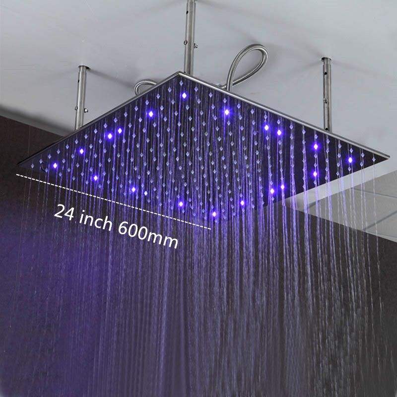 2019 Square 24 Inch Led Shower Head Ceiling Mounted 304 Stainless Steel Brushed Rainfall Shower Head With Arms 600mm From Unclouded01 284 7