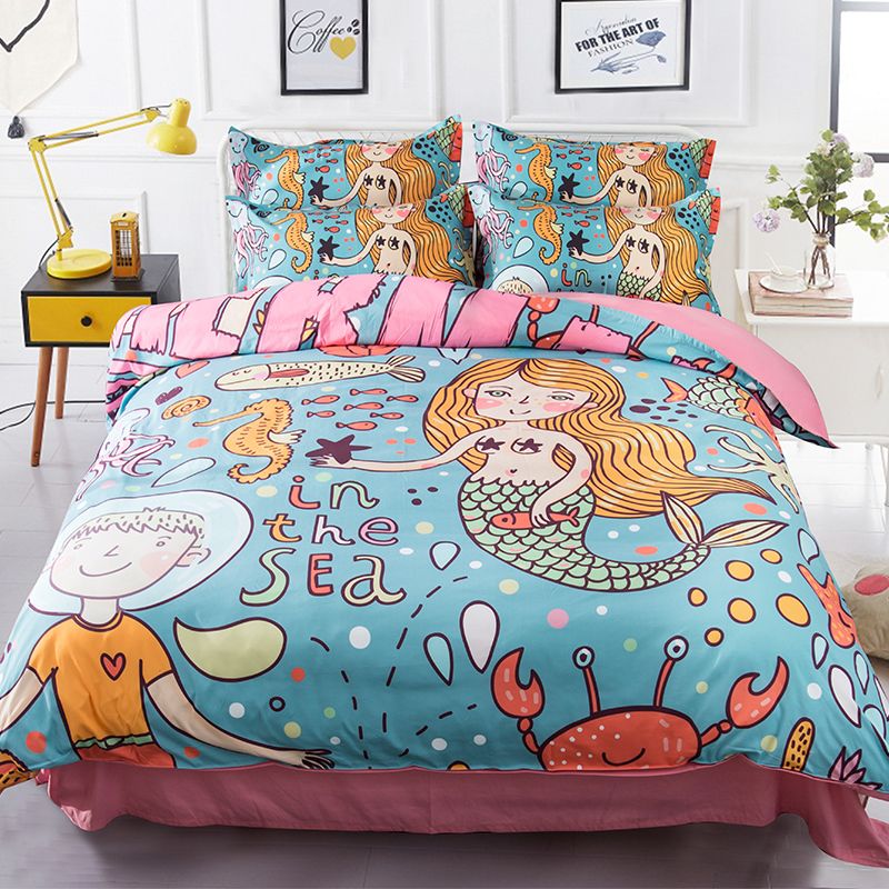 Bedclothes Cartoon Little Mermaid Printed Bedding Sets For