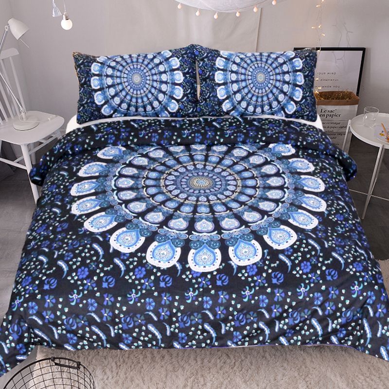 Hot Sale 3d Blue White Flower Mandala Pattern Bedding Set Bohemia