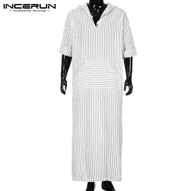 2020 Arab Clothes Men Robe Islamic Arabe Bathrobe Kaftan Long Dress