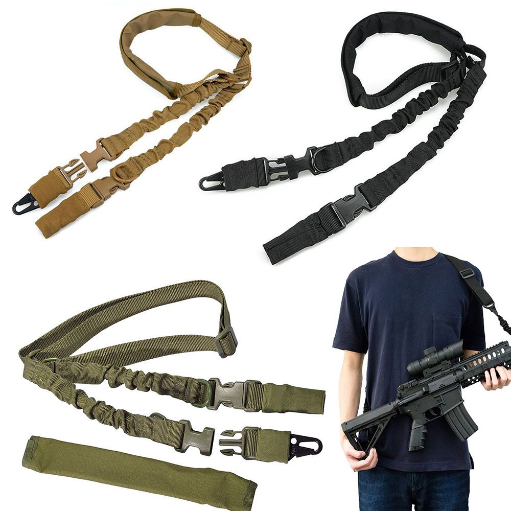 New Tactical Two 2 Dual Point Adjustable Bungee Rifle Gun Sling System Strap