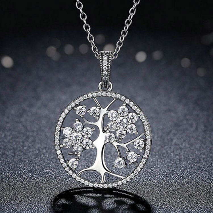 Wholesale 925 Sterling Silver CZ Crystal The Tree Of Life Pendant